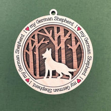 Load image into Gallery viewer, Share the love for our furry friends with these beautiful dog ornaments!  250 Breeds available.  Send us the name you'd like personalized on it & we'll add it to your ornament.