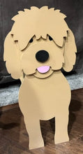 Load image into Gallery viewer, Let this adorable Goldendoodle Planter help welcome guests to your home. Custom dog tags with your dogs name also available (please message us - adds $5 to cost of planter box). Great gift for the dog lovers in your life!