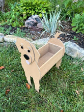 Load image into Gallery viewer, Let this adorable Golden Retriever Planter help welcome guests to your home.  Custom dog tags with your dogs name also available (please message us - adds $5 to cost of planter box).  Great gift for the dog lovers in your life!