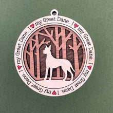 Load image into Gallery viewer, Share the love for our furry friends with these beautiful dog ornaments!  250 Breeds available.  Send us the name you'd like personalized on it & we'll add it to your ornament.