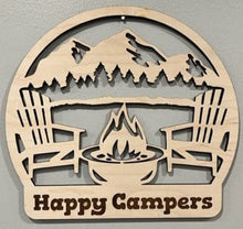 Load image into Gallery viewer, Laser cut and engraved Fireside Mountain Retreat Sign made with 1/4" maple will add a touch of nature & dreams of relaxing retreats to any home. Made to order.