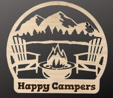 Load image into Gallery viewer, Laser cut and engraved Fireside Mountain Retreat Sign made with 1/8" or 1/4" maple wood will add a touch of nature & dreams of relaxing retreats to any home. Made to order. Perfect for cabin decor, Father's Day gifts and birthday gifts.