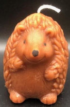Load image into Gallery viewer, What could be cuter than a Hedgehog Beeswax Candle? Two! We offer these adorable Hedgehog Beeswax Candles standing upright or on the ground. This very detailed candle is sure to delight the hedgehog lovers in your life. Great for birthday gifts, fall decorating, housewarming gifts or Christmas gifts.