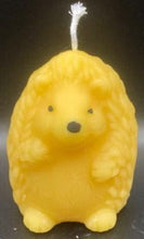 Load image into Gallery viewer, What could be cuter than a Hedgehog Beeswax Candle? Two! We offer these adorable Hedgehog Beeswax Candles standing upright or on the ground. This very detailed candle is sure to delight the hedgehog lovers in your life. Great for birthday gifts, fall decorating, housewarming gifts or Christmas gifts.