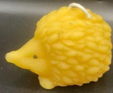 Load image into Gallery viewer, What could be cuter than a Hedgehog Beeswax Candle? Two! We offer these adorable Hedgehog Beeswax Candles standing upright or on the ground. This very detailed candle is sure to delight the hedgehog lovers in your life. Great for birthday gifts, fall decorating, housewarming gifts or Christmas gifts.