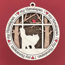 Load image into Gallery viewer, Share the love for our furry friends with these beautiful cat ornaments!  100 different options available.  Send us the name you'd like personalized on it & we'll add it to your ornament.  Our standard background is the trees with the cardinal in them.  If you'd like a different background, please contact us.