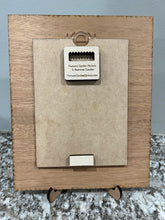Load image into Gallery viewer, Beautiful Hummingbird layered photo frame with hearts hanging down that you have engraved with your family's names. Hummingbirds & a tree design decorate the outside border of this frame in white, with a cherry wood background. The frame can also have a custom banner added at the bottom with a date, family name, or a quote. The perfect gift for weddings, anniversaries, baby showers, or birthdays. Personalize with up to 20 different names.