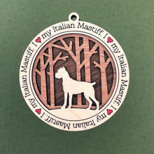 Load image into Gallery viewer, Share the love for our furry friends with these beautiful dog ornaments!  250 Breeds available.  Send us the name you'd like personalized on it & we'll add it to your ornament.