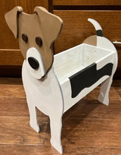 Load image into Gallery viewer, Let this adorable Jack Russell Planter help welcome guests to your home.  Custom dog tags with your dogs name also available (please message us - adds $5 to cost of planter box).  Great gift for the dog lovers in your life!