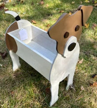 Load image into Gallery viewer, Let this adorable Jack Russell Planter help welcome guests to your home.  Custom dog tags with your dogs name also available (please message us - adds $5 to cost of planter box).  Great gift for the dog lovers in your life!