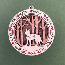 Load image into Gallery viewer, Share the love for our furry friends with these beautiful I Love My Dog ornaments!  250 Breeds available.  Send us the name you'd like personalized on it & we'll add it to your ornament.