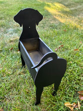 Load image into Gallery viewer, Let this adorable Black or Yellow Labrador Dog Planter box help welcome guests to your home.  Custom dog tags with your dogs name also available (please message us - adds $5 to cost of planter box).  Great gift for the dog lovers in your life!