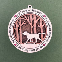 Load image into Gallery viewer, Share the love for our furry friends with these beautiful dog ornaments!  250 Breeds available.  Send us the name you'd like personalized on it & we'll add it to your ornament.