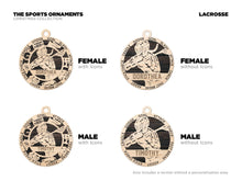 Load image into Gallery viewer, Celebrate your favorite athletes with these amazing Sports Ornaments!  Personalize with your athlete's name &/or number.  A fantastic gift for any parent to celebrate their child's achievements.