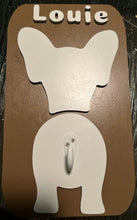 Load image into Gallery viewer, Super cute, customizable leash holder.  Custom laser cut & painted.  Add your dog's name & type (see photos) to personalize your sign!  Dog butt image with matching 'tail' leash holder hook.