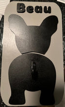 Load image into Gallery viewer, Super cute, customizable leash holder.  Custom laser cut & painted.  Add your dog's name & type (see photos) to personalize your sign!  Dog butt image with matching 'tail' leash holder hook.