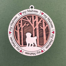 Load image into Gallery viewer, Share the love for our furry friends with these beautiful dog ornaments!  250 Breeds available.  Send us the name you'd like personalized on it & we'll add it to your ornament.