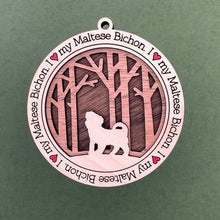 Load image into Gallery viewer, Share the love for our furry friends with these beautiful dog ornaments!  250 Breeds available.  Send us the name you'd like personalized on it & we'll add it to your ornament.