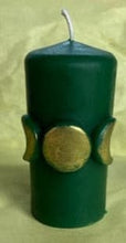 Load image into Gallery viewer, Moon Phase Beeswax Candle depicting the triple Goddess. Bring a bit of magic into your life with this amazing candle!