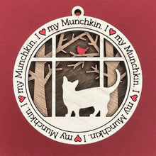 Load image into Gallery viewer, Share the love for our furry friends with these beautiful cat ornaments!  100 different options available.  Send us the name you'd like personalized on it & we'll add it to your ornament.  Our standard background is the trees with the cardinal in them.  If you'd like a different background, please contact us.