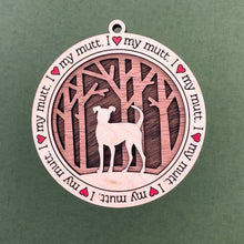 Load image into Gallery viewer, Share the love for our furry friends with these beautiful I Love My Dog ornaments!  250 Breeds available.  Send us the name you'd like personalized on it & we'll add it to your ornament.