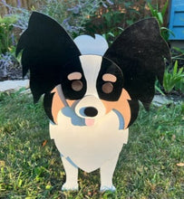 Load image into Gallery viewer, Let this adorable Papillon Dog Planter help welcome guests to your home.  Custom dog tags with your dogs name also available (see our dog tag listing to add this to your order).  Great gift for the dog lovers in your life!