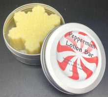 Load image into Gallery viewer, Keep your hands soft and supple all winter long with these incredible Peppermint Lotion Bars.  Great for dry skin on hands, elbows, knees and feet.  Even lasts through several hand washings.  Just rub on & let the moisturizing power go to work.  Don't put up with dry skin, get yours today!  Makes a great gift or stocking stuffer also.