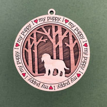 Load image into Gallery viewer, Share the love for our furry friends with these beautiful I Love My Dog ornaments!  250 Breeds available.  Send us the name you'd like personalized on it & we'll add it to your ornament.