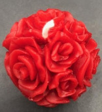 Load image into Gallery viewer, Small Beeswax Ball Candle with Rose images all around the sides & top.