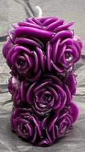 Load image into Gallery viewer, The quintessential decorative candle. This beautiful Rose Beeswax Pillar Candle, with a rustic and fading design makes for a perfect gift for your loved one on any occasion - Valentine's Day, Mother's Day, birthday, or anniversary. Watch the flame dance inside the warm glowing wall of beeswax petals.