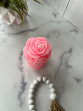 Load image into Gallery viewer, The quintessential decorative candle. This beautiful Rose Beeswax Pillar Candle, with a rustic and fading design makes for a perfect gift for your loved one on any occasion - Valentine's Day, Mother's Day, birthday, or anniversary. Watch the flame dance inside the warm glowing wall of beeswax petals.