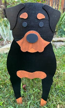 Load image into Gallery viewer, Let this adorable Rottweiler Dog Planter help welcome guests to your home.  Custom dog tags with your dogs name also available (please message us - adds $5 to cost of planter box).  Great gift for the dog lovers in your life!