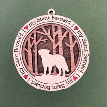 Load image into Gallery viewer, Share the love for our furry friends with these beautiful I Love My Dog ornaments!  250 Breeds available.  Send us the name you'd like personalized on it & we'll add it to your ornament.