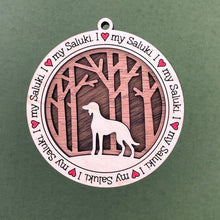 Load image into Gallery viewer, Share the love for our furry friends with these beautiful I Love My Dog ornaments!  250 Breeds available.  Send us the name you'd like personalized on it & we'll add it to your ornament.