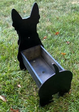 Load image into Gallery viewer, Let this adorable Scottie Dog Planter help welcome guests to your home.  Custom dog tags with your dogs name also available (please message us - adds $5 to cost of planter box).  Great gift for the dog lovers in your life!