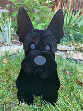 Load image into Gallery viewer, Let this adorable Scottie Dog Planter help welcome guests to your home.  Custom dog tags with your dogs name also available (please message us - adds $5 to cost of planter box).  Great gift for the dog lovers in your life!