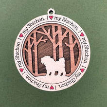 Load image into Gallery viewer, Share the love for our furry friends with these beautiful I Love My Dog ornaments!  250 Breeds available.  Send us the name you'd like personalized on it & we'll add it to your ornament.