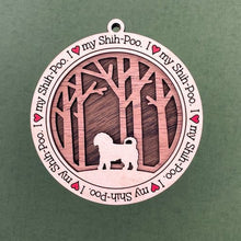 Load image into Gallery viewer, Share the love for our furry friends with these beautiful I Love My Dog ornaments!  250 Breeds available.  Send us the name you'd like personalized on it & we'll add it to your ornament.