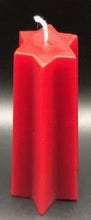 Load image into Gallery viewer, These red, white & blue Shooting Star Beeswax Candles are sure to be a hit at your holiday party.  Light up the 4th of July, add that needed splash of color to your centerpiece & wow your guest with these incredible shooting star candles.  Available in 3 sizes.  Top view.