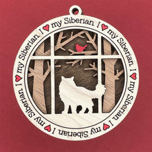 Load image into Gallery viewer, Share the love for our furry friends with these beautiful cat ornaments!  100 different options available.  Send us the name you'd like personalized on it & we'll add it to your ornament.  Our standard background is the trees with the cardinal in them.  If you'd like a different background, please contact us.