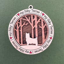 Load image into Gallery viewer, Share the love for our furry friends with these beautiful I Love My Dog ornaments!  250 Breeds available.  Send us the name you'd like personalized on it & we'll add it to your ornament.