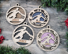 Load image into Gallery viewer, Celebrate your favorite athletes & amazing kids with these Sports & Activities Ornaments!  Personalize with your child's name &/or number.  A fantastic gift for any parent to celebrate their child's achievements.