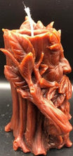Load image into Gallery viewer, This incredibly detailed Spirit of the Forest Beeswax Candle adds a bit of earthiness & whimsy to any setting.  The ancient & wise watcher of the woods with his weathered bark & thick leaves.  He is the spirit of the forest, knowing, watching as time slowly passes. Right side view.