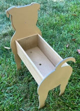 Load image into Gallery viewer, Let this adorable Staffordshire Terrier Dog Planter box help welcome guests to your home. Custom dog tags with your dogs name also available (please message us - adds $5 to cost of planter box). Great gift for the dog lovers in your life!