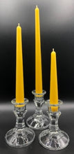 Load image into Gallery viewer, Gorgeous, all natural, beeswax taper candles available in 4 sizes. The natural beeswax emits a beautiful golden glow to light up any space. Handmade in the USA.