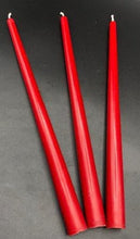 Load image into Gallery viewer, Light up your holiday centerpieces with these romantic Taper Candles in red or green.  Taper candles just add that special effect to any centerpiece.  That magical glow of the firelight warms the room and takes your decorating to the next level while adding a bit of height without blocking your view.  Also makes wonderful gifts for loved ones or as a housewarming gift.