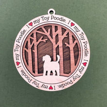 Load image into Gallery viewer, Share the love for our furry friends with these beautiful I Love My Dog ornaments!  250 Breeds available.  Send us the name you'd like personalized on it & we'll add it to your ornament.