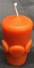 Load image into Gallery viewer, Moon Phase Beeswax Candle depicting the triple Goddess. Bring a bit of magic into your life with this amazing candle! Orange Moon Phase / Triple Goddess Beeswax Candle