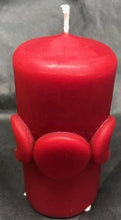 Load image into Gallery viewer, Moon Phase Beeswax Candle depicting the triple Goddess. Bring a bit of magic into your life with this amazing candle! Red Moon Phase / Triple Goddess Beeswax Candle
