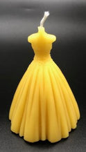 Load image into Gallery viewer, Back view of wedding dress silhouette beeswax candle.